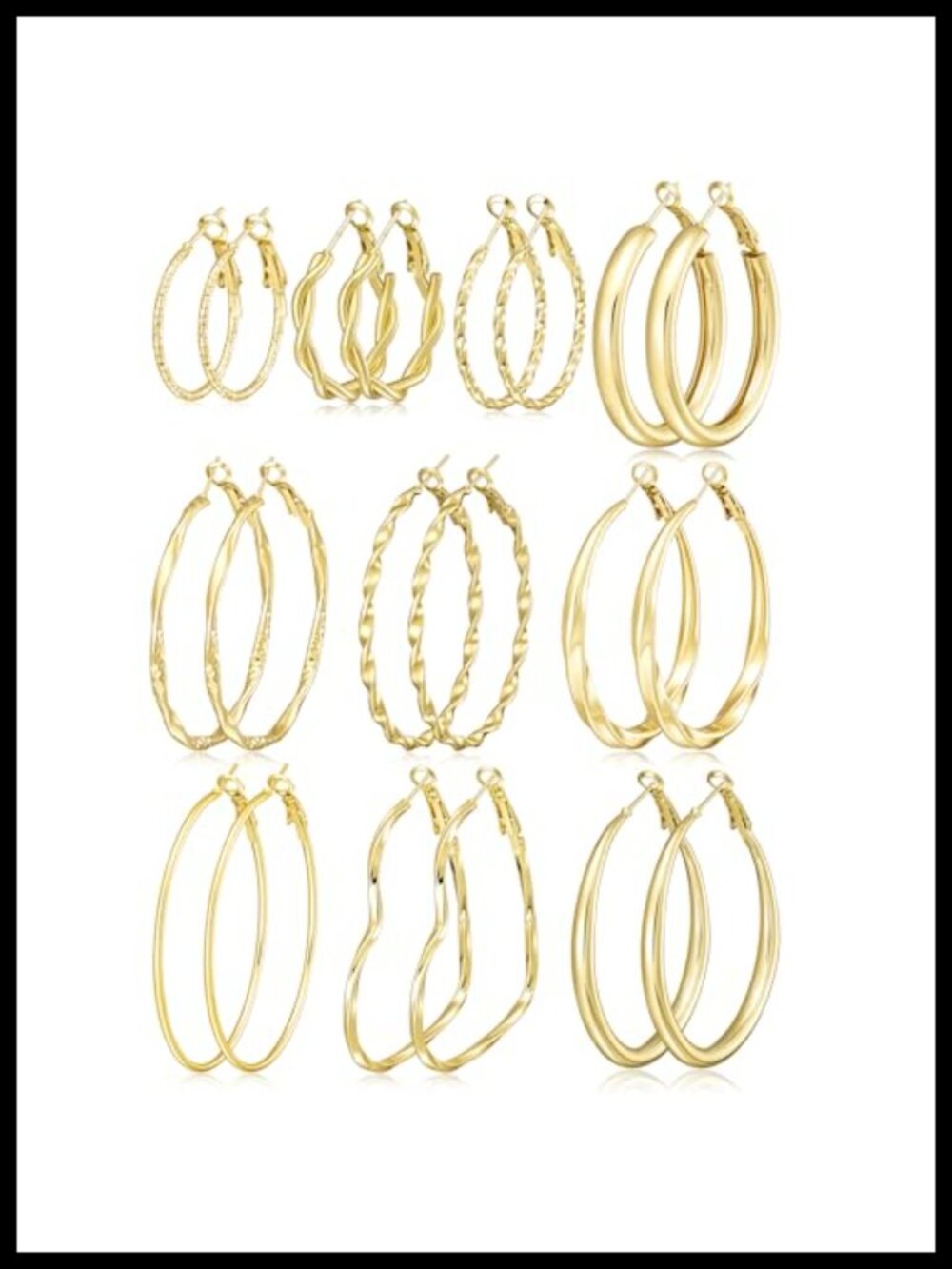 Gold Hoop Earrings Set 12 Pairs Hypoallergenic Everyday Jewelry Gift